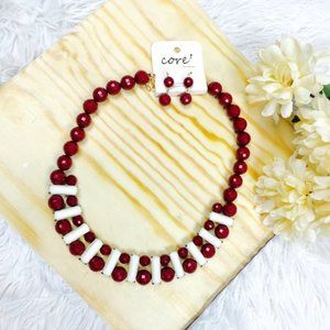 Texas A&M Aggies Beaded Burgundy Disco Ball Necklace Earrings Set NWT